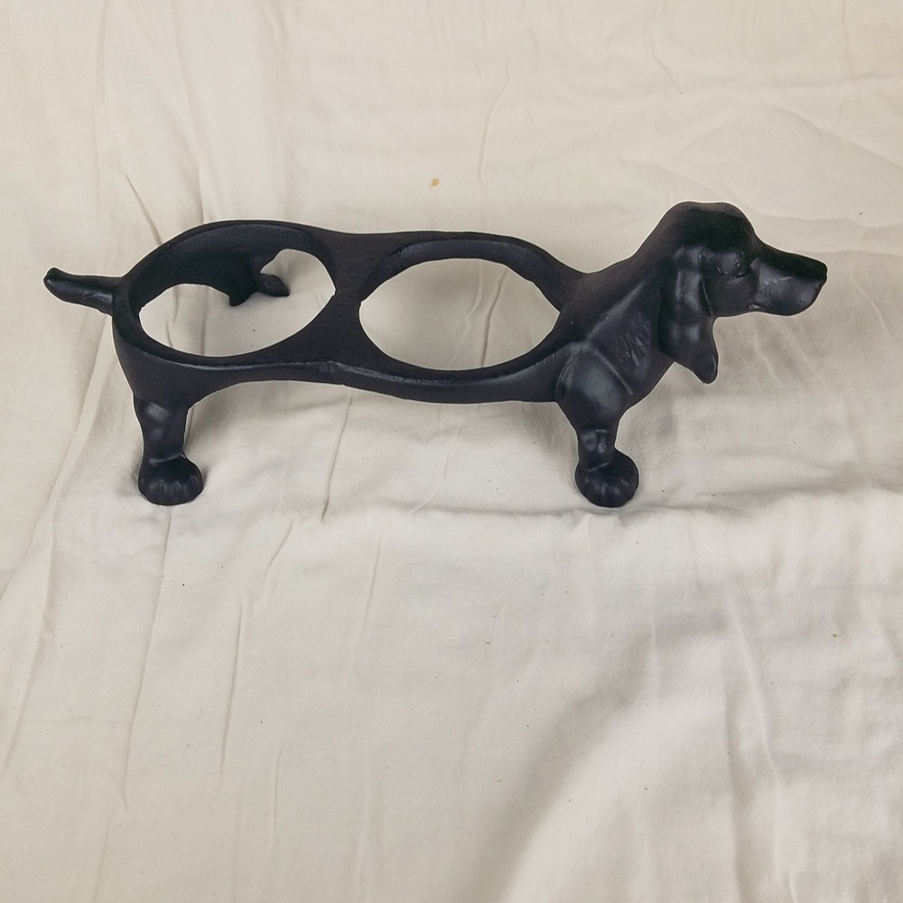 Dachshund Pet Feeder Stand Unisex Black Excellent Cast Iron Rustic Unbranded